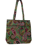 VERA BRADLEY Tutti Frutti Tote Bag Green Paisley Pockets Straps, 14.5&quot; W - £19.14 GBP