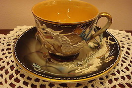 Moriage cup / saucer Japan Mid Century,  dragons [a*5-b3] - £42.52 GBP