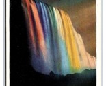 Illuminated American Falls Niagara Falls New York NY UNP WB Postcard F21 - $1.93