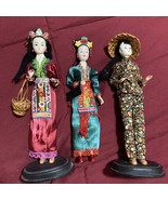Vintage Geisha Dolls Figurine Set 11&quot; Tall Movable Arms Plastic Rubber F... - $47.47 CAD