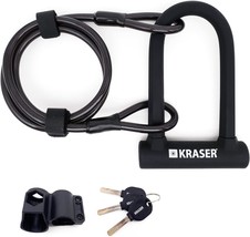 Kraser Kr65145B Bicycle U Lock, High Strength, Compact + 120Cm/47.2In Ca... - £34.55 GBP