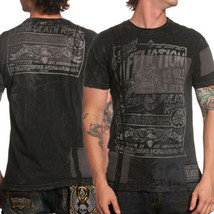 Affliction Renegade Fast Track A10206 Skull Motorcycle Poster Mens T-Shirt Black - £47.79 GBP