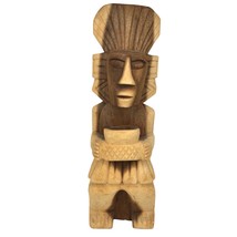 Vintage Tiki Bar Statue Hawaiian Polynesian Mid Century Hand Carved Solid Wood - $494.01