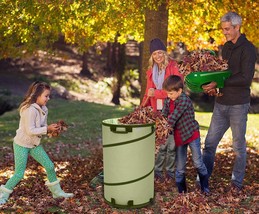Collapsible -30 Gallon Canvas Garden Waste Bag -Pop-up Bucket Reusable Yard Leaf - £47.16 GBP