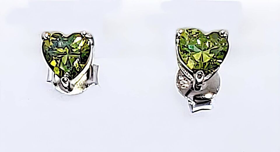 Heart Shaped Peridot Earrings and Necklace Set 2