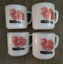 Set Of 4 University of South Carolina Go Gamecocks Mugs Cups Federal Milk Glass - £50.39 GBP