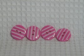 Novelty Buttons (new) 5/8" (4) PINK STRIPE #11 - $4.14