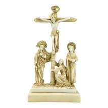 Crucifixion Cross of Jesus Christ Greek Cast Marble Statue Sculpture 11 in - £44.61 GBP
