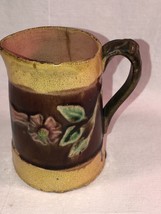 Majolica Creamer or Pitcher Brown &amp; Yellow with Bud and Flower AS IS - £23.97 GBP