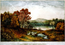 Autumn On Lake George, Vintage Print By Currier&amp;Ives - £11.86 GBP