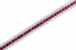 Princess Cut Simulated Ruby  15CT  Gold Plated 925 Silver Bracelet - £166.17 GBP