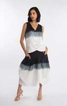 Luna Luz: Swivel Hemline Linen Midi Pocket Skirt - £117.73 GBP