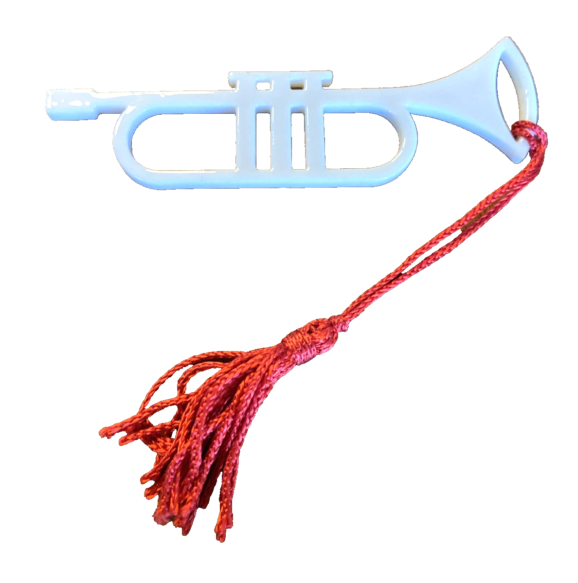 Vintage Lenox Porcelain Trumpet Christmas Ornament White with Red Tassel - $16.14