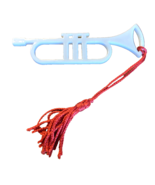 Vintage Lenox Porcelain Trumpet Christmas Ornament White with Red Tassel - $16.14