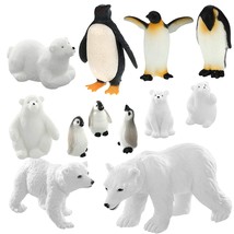 12 Pieces Realistic Polar Animal Figurines Arctic Toys Polar Animal Figures Set  - £18.87 GBP