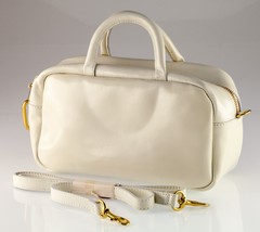 Clare V. Petit Claudine Handbag Brie Glace Leather Womens White w/ Doubl... - $356.40