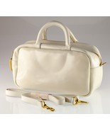 Clare V. Petit Claudine Handbag Brie Glace Leather Womens White w/ Doubl... - $485.33 CAD