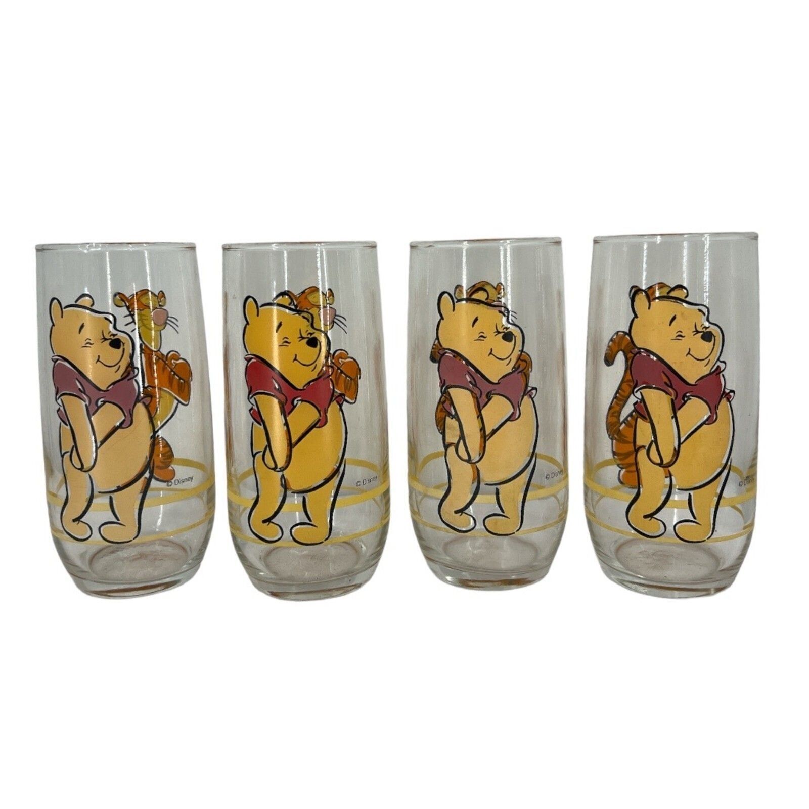 Disney Winnie The Pooh Tigger glasses set of 4 glass cups - $27.72