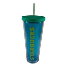 RARE 2014 Starbucks Clear Teal Blue And Yellow Summer Venti Cold Cup Tum... - $28.04