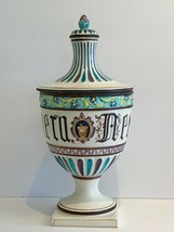 Antique Hand Painted Faience Majolica Apothecary Pharmacy Lidded Footed Jar - £271.69 GBP