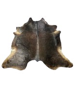Natural Solid Black Cowhide Rug (has a brownish tone) Size: 8x7.2 feet D... - $336.50 CAD