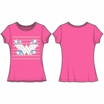 DC Comics Wonder Woman Girls Pink Logo T-Shirt with Stars - New - £9.66 GBP