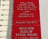Matchbook Covers  Western Sizzlin’ Steak House restaurant Panama City, F... - £9.73 GBP