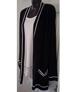 XL New Black &amp; White Nautical Long Tunic Cardigan Sweater Top Womens - $26.90 CAD