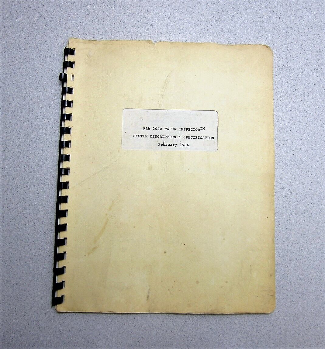 KLA 2020 Wafer Inspector System Description &amp; Specification Feb 1986 Edi... - $19.19