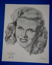 Ginger Rogers Academy Award Oscar Portrait Print Vintage 1962 Volpe Kitt... - $227.89 MXN
