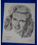 Ginger Rogers Academy Award Oscar Portrait Print Vintage 1962 Volpe Kitt... - $227.89 MXN