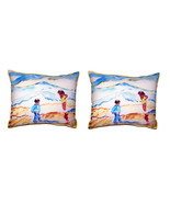 Pair Of Betsy Drake Wading at the Beach Large Indoor Outdoor Pillows 16 ... - £70.05 GBP