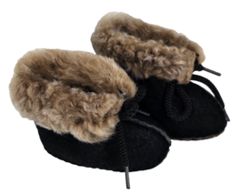 VTG INFANTS Baby Toddler Shearling Boots Black Newborn Booties Baby Shoe... - $368.09 MXN