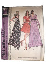 McCall&#39;s Pattern  #3643 Misses And Juniors Petite Dress Size 14 Vintage - £3.00 GBP