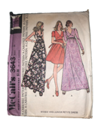 McCall&#39;s Pattern  #3643 Misses And Juniors Petite Dress Size 14 Vintage - $72.98 MXN