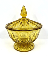 Vintage ANCHOR HOCKING Amber Glass FAIRFIELD 6&quot; Candy Compote Dish With Lid - $348.83 MXN