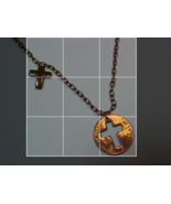 Religious Faith PENNY COIN/CROSS Cut Out In Center Pendant Bronze Chain ... - £7.04 GBP