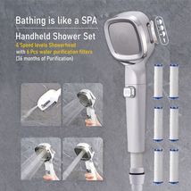 SET 8Pcs 4 Speed Level Pressurized Showerhead + 6 Pcs Water Purification Filters - £37.74 GBP