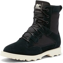 Sorel Caribou OTM Waterproof Suede &amp; Nylon Boots Black Chalk Women US 8.5 NEW - £79.30 GBP