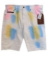 Akademiks Jeanius Men&#39;s Distressed White Tie-Dye Jean Shorts Size 34 NWT - £11.97 GBP