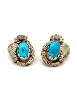 Vtg Signed Sterling Paulene Dolly Foutz Southwestern Navajo Turquoise Ea... - $88.18 CAD