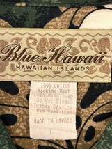 Blue Hawaii Hawaiian Islands Aloha Shirt - Large - Green Floral Stripe D... - £11.72 GBP