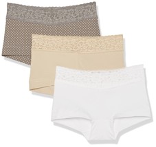 Maidenform Women&#39;s Boyshort Underwear 3PK  Medium White/Latte Lift/Grey ... - $20.56