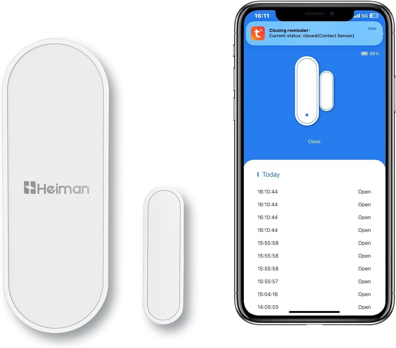 Heiman Wifi Door Sensor, Smart Window Door Sensor Alarm, Contact Sensor ... - $33.95