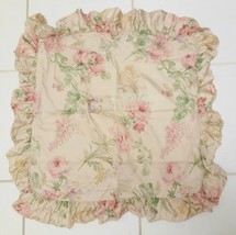 Ralph Lauren Therese Ruffled Pillow Sham Euro Square Single Beige Floral Cottage - £101.94 GBP