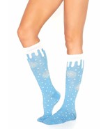 Blue White Silver Snowflake Knee Socks Frozen Snow Queen Winter Christma... - $8.95