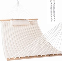 Lazy Daze 12 Ft Double Quilted Fabric Hammock With Spreader Bars, Dark Cream. - $89.97