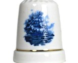 Galleon Schooner on the Sea Blue Background Souvenir Porcelain Thimble - $8.29