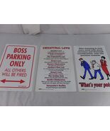Lot of 3 17x15in Sarcastic signs Plastic &quot;Laws&quot; &quot;Parking&quot; &amp; &quot;Your point?... - $294.77 MXN
