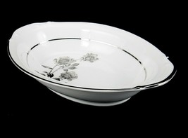 Black Rose Pattern Oval Serving Bowl, Fine Porcelain, Nocturne By Yamaka... - $24.45